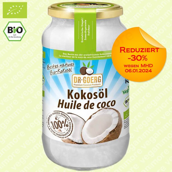 Angebot -30 % MHD Dr. Goerg Premium Bio Kokosöl, 1 Liter