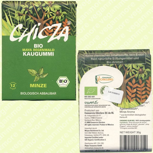 Chicza Bio Kaugummi Minze, 10er Pack, 10x30g