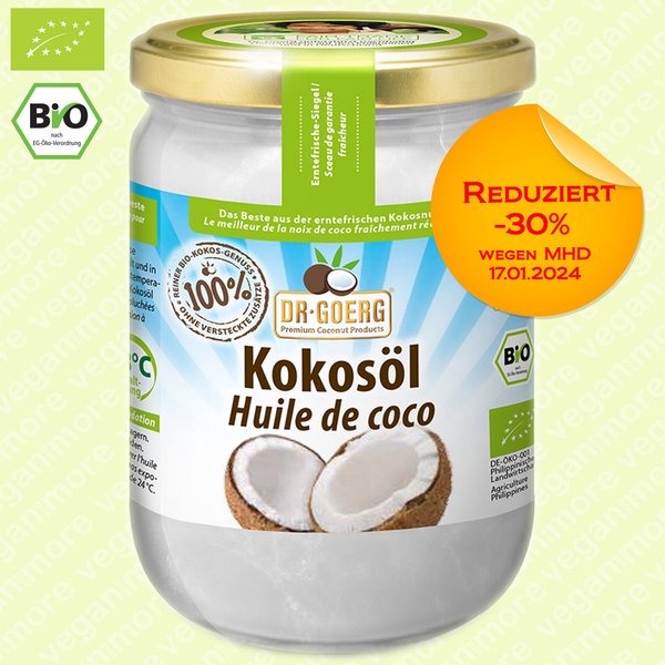 Angebot -30 % MHD Dr. Goerg Premium Bio Kokosöl, 500 ml