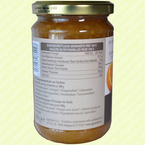 AgriSicilia Bio Orangen-Marmelade, 360 g