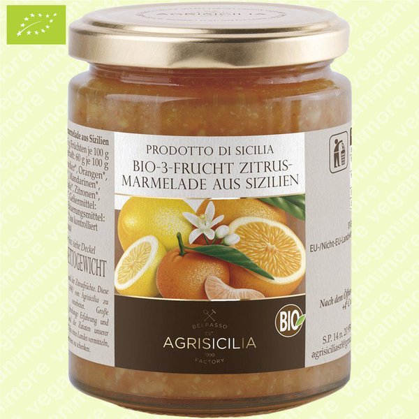 AgriSicilia Bio 3-Frucht Zitrus-Marmelade, 360g