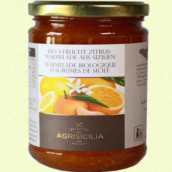 AgriSicilia Bio 3-Frucht Zitrus-Marmelade, 360g