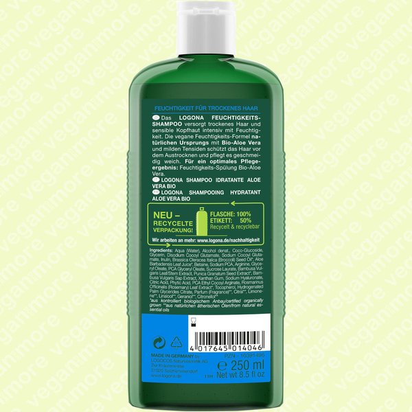 Logona Feuchtigkeits-Shampoo Bio Aloe Vera, 250 ml