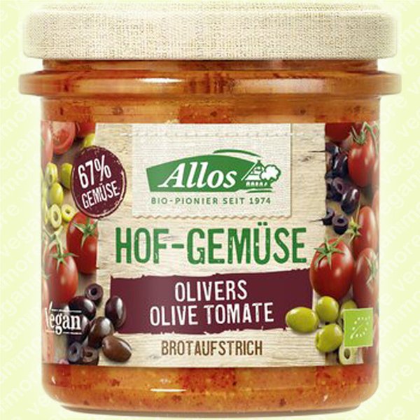 Allos Hofgemüse Bio Brotaufstrich Olivers Olive Tomate je 135 g/Glas | im 2er Set