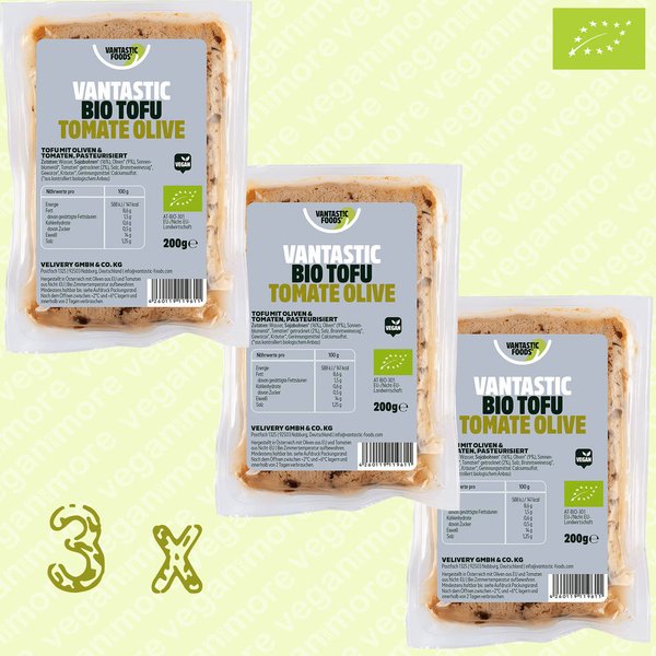 Vantastic foods | Bio Tofu Tomate-Olive | 3er Pack